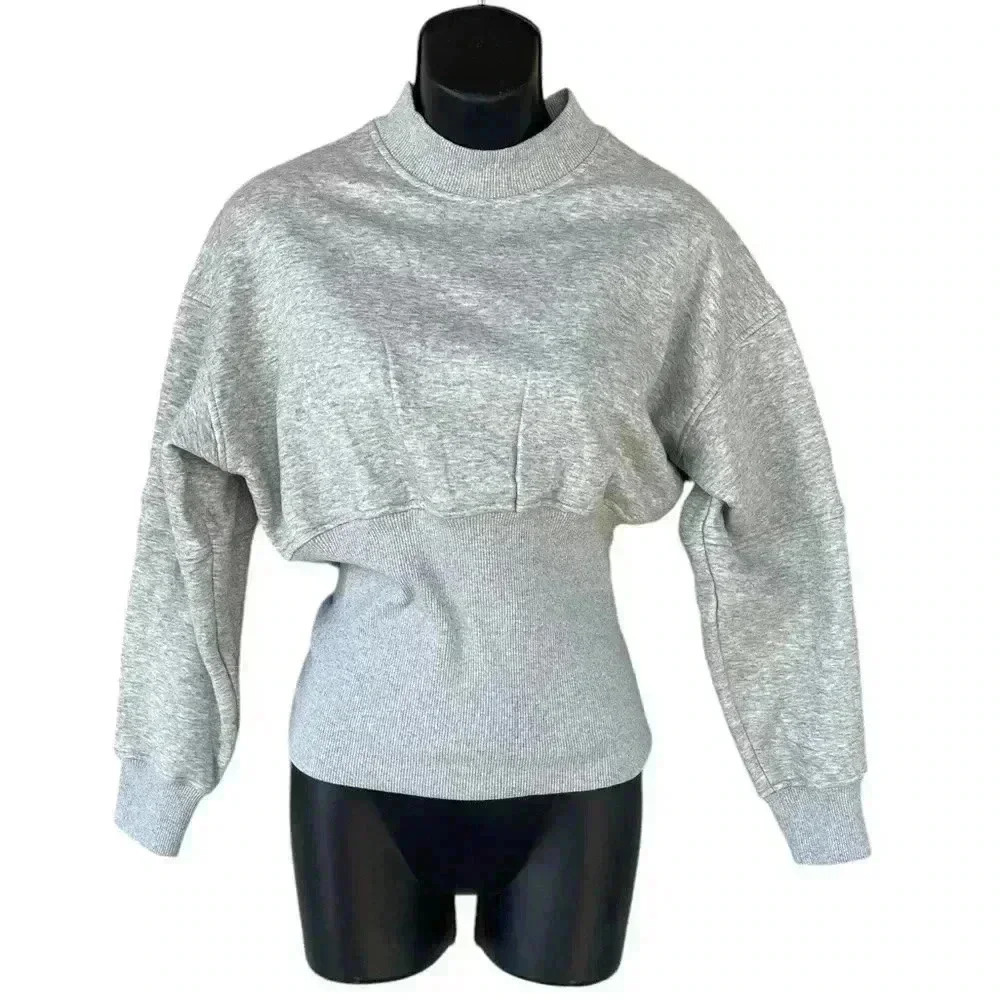 It’s Juliet Los Angeles women’s gray cropped extreme hem size small NWT fleece - Picture 2 of 10